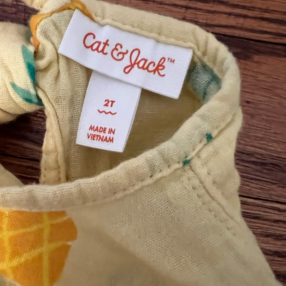Cat & Jack Yellow Girl’s Dress with Pineapple Design Size:2T - Picture 6 of 6